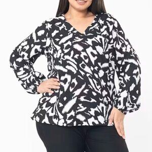 Black & White Print Blouse - OSFA
